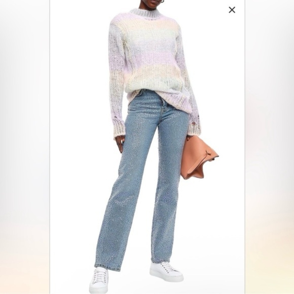 Acne Studios Mid‎ Rise Sequin Straight Leg Jeans Denim Pants Size 38 US 10 Blue